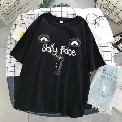 T-Shirt mit Sally-Face-Print für Damen, lustiges, lässiges Kurzarm-T-Shirt, Sommermode, lässige T-Shirts, übergroßes T-Shirt, Straßenkleidung, Unisex