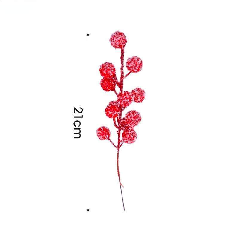 1/30PCS Snow Frosted Red Berry Stems DIY Chritsmas Artificial Berries for Wreath Xmas Tree Ornaments New Year Party Home Decor