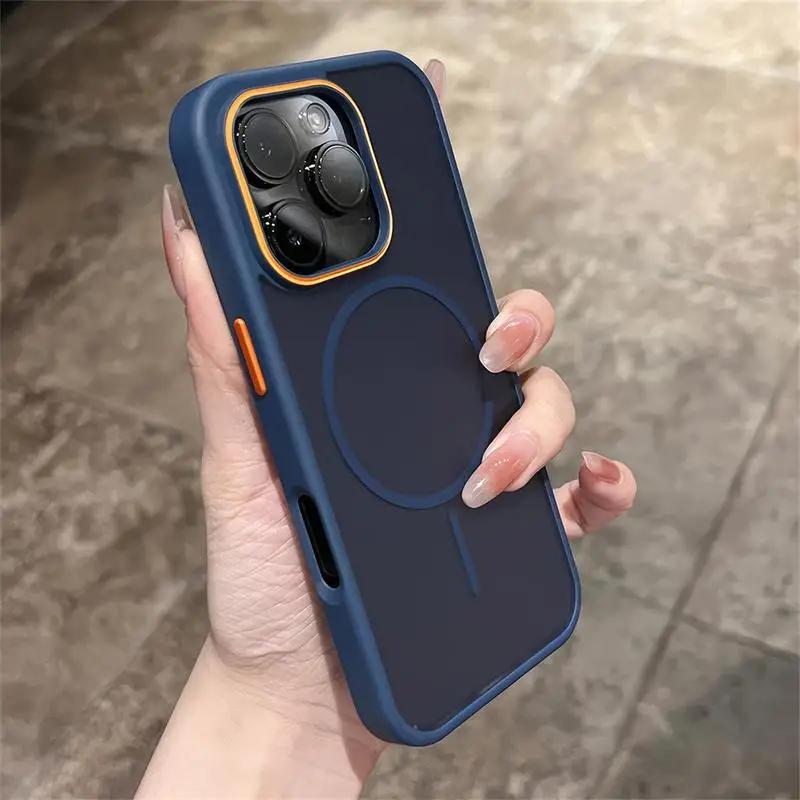 Luxury Matte Translucent Magnetic Case For iPhone 17 16 Pro Max 15 14 13 Pro 12 For Magsafe Wireless Charging Shockproof Cover