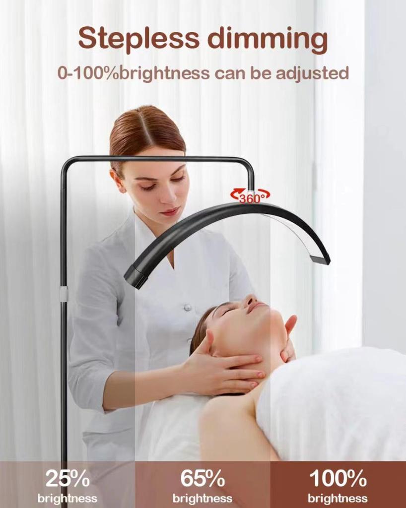24-inch Half-Moon LED Beauty Lamp for Manicure, Microblading, Eyebrow, Eyelash, Eye Protection, Floor Fill Light.