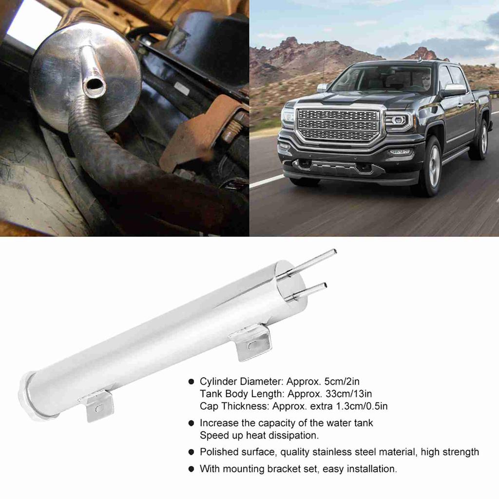 2 x 13in Stainless Steel Radiator Coolant Overflow Tank Universal Car Accessory