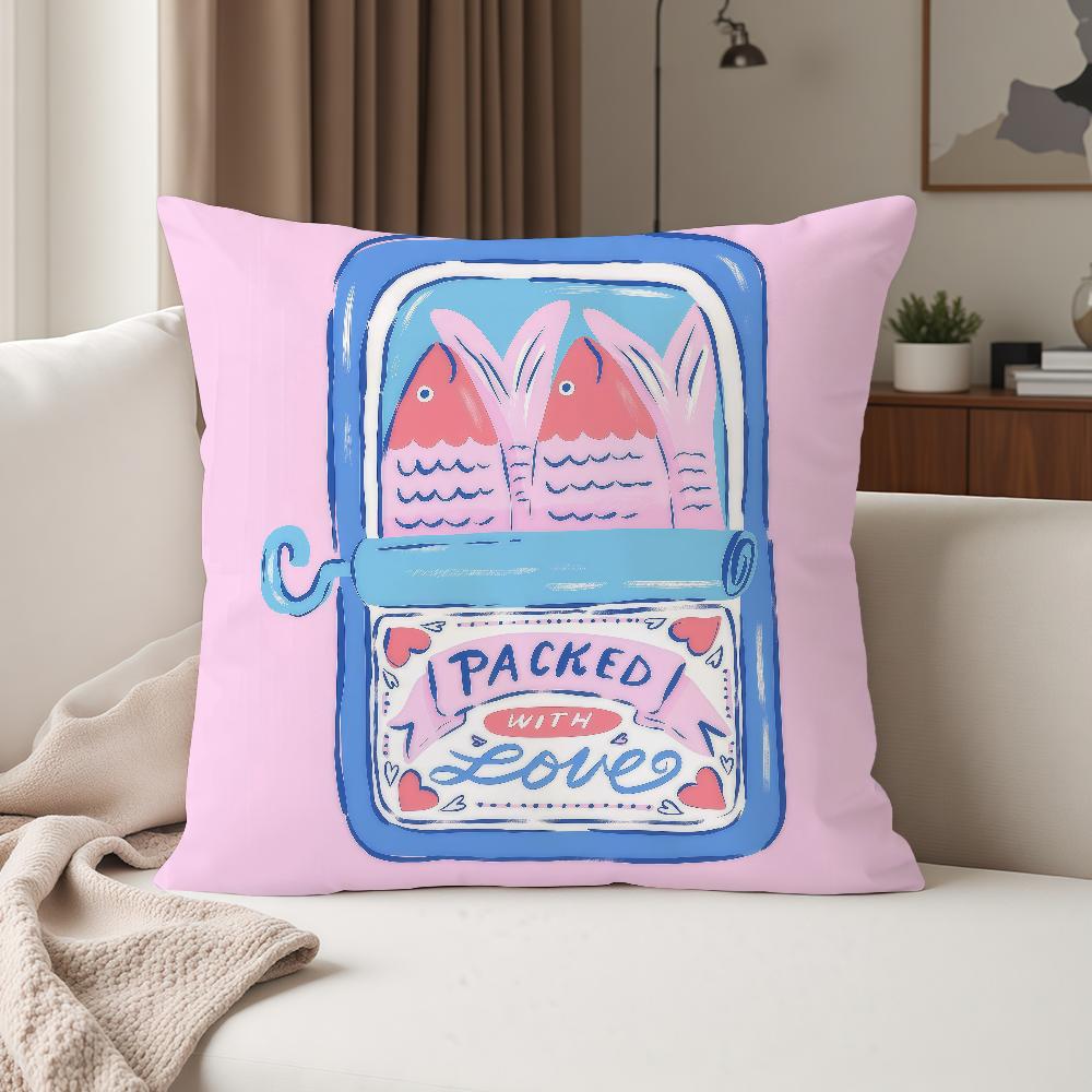 

Sardines Fish Art Pillow Case Suitable For Bedrooms Living Rooms Cars Home Decoration 12x12Inch