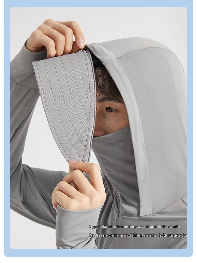 UPF50+ Ice Silk Sun Protection Clothing, Couple Style Anti-UV Hooded, Cooling & Breathable, Unisex Summer Sunscreen Wear.