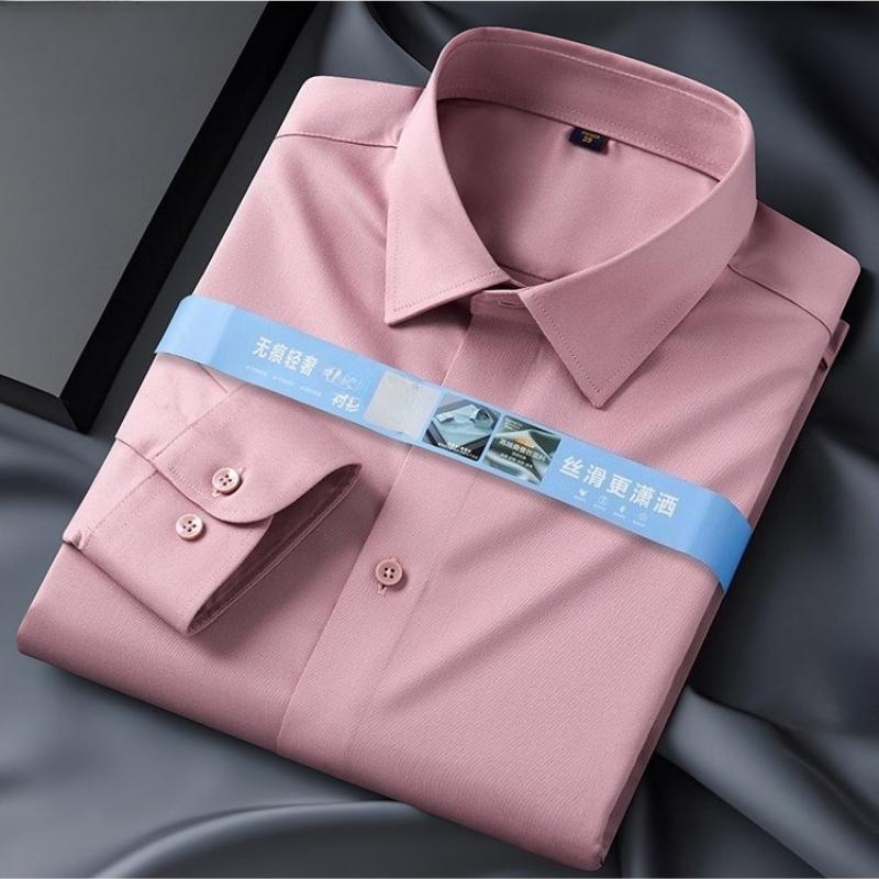 Non-Iron 8XL 7XL High-end Anti-wrinkle Modal Men's Shirt Casual Long Sleeve Slim Fit Office Blue White Shirts Men Long Sleeve