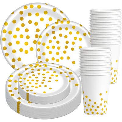 New Year'S Day Decoration Children'S Birthday Party Arrangement Gold Dot Bronzing Paper Cup Plate Set