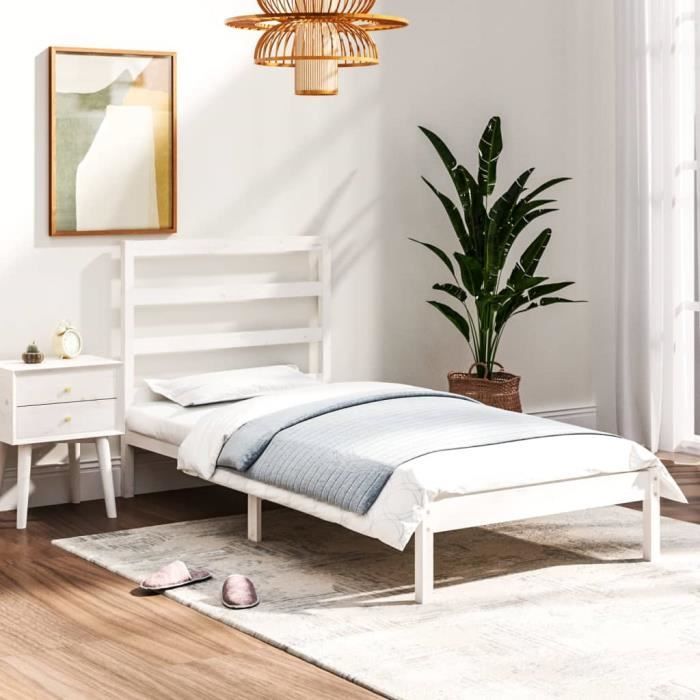 VidaXL Bed Frames White Solid Wood 90x190 Cm Single 3104899
