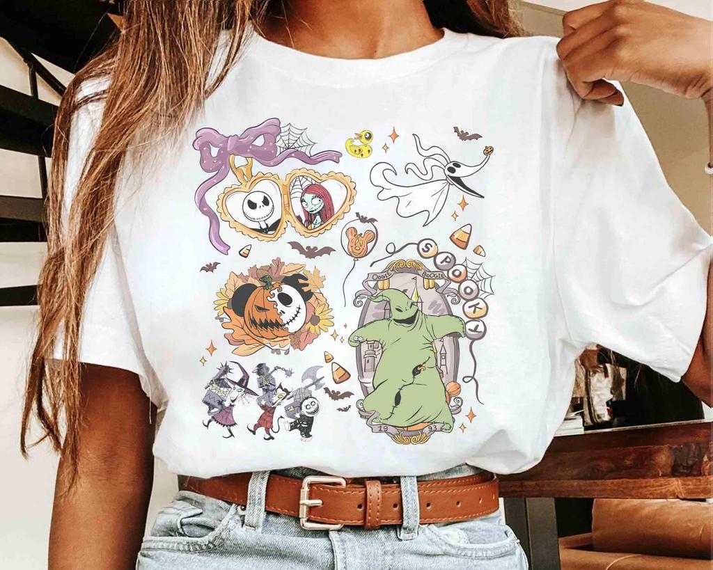 Watercolor Coquette Nightmare Before Christmas Tshirt Jack Skellington Sally Halloween Tee Oogie Boogie Bash
