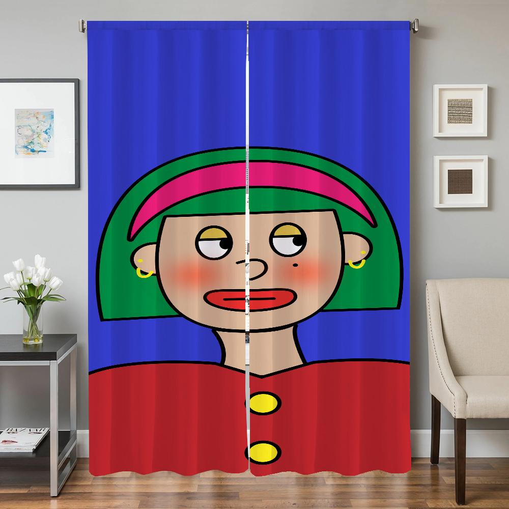 

Set Of 2 Window Kitchen Curtains Living Room Door Curtain Homemade Girl Bedroom Decoration Partition Shade Darkening Polyester Ideal For Great W100*H130(CM)-Grommet top&2PCS