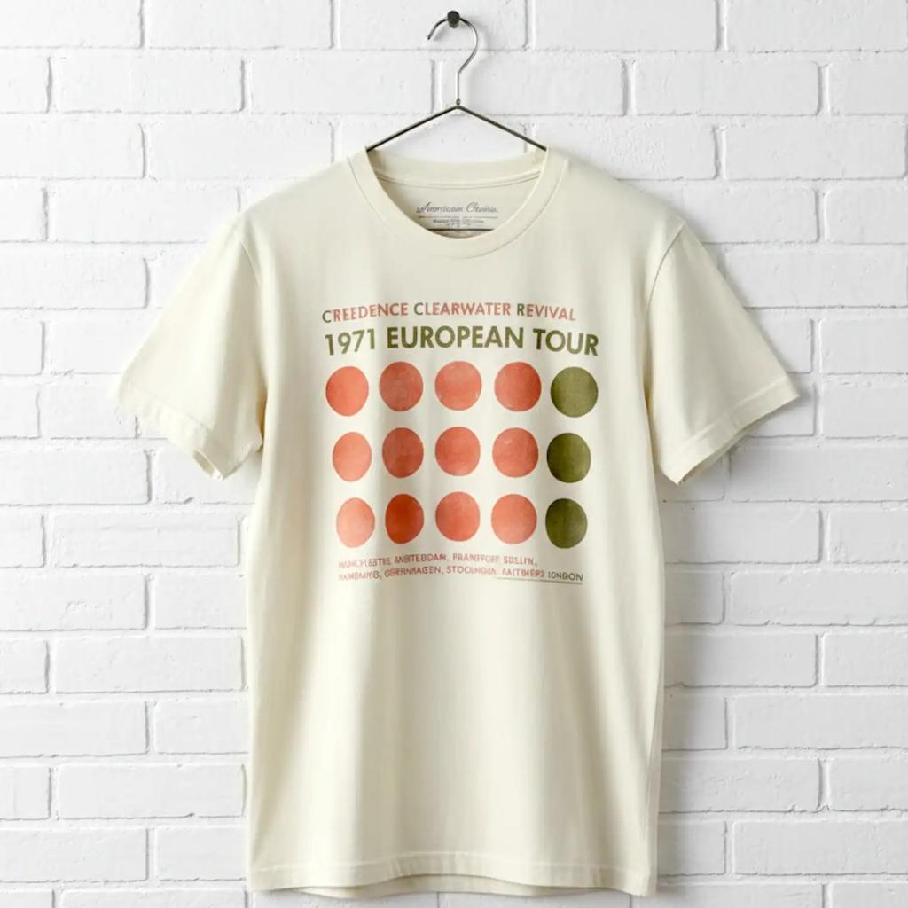 Camiseta para Hombre Creedence Clearwater Revival Gira Europea 1971