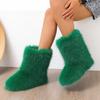 Europeiska Y2K Dam Mid-Calf Pälssnöskor - Varma, Moderiktiga, Plattbottnade Vinterstövlar