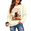 Women's fashionable casual long-sleeved Halloween printed round-neck top