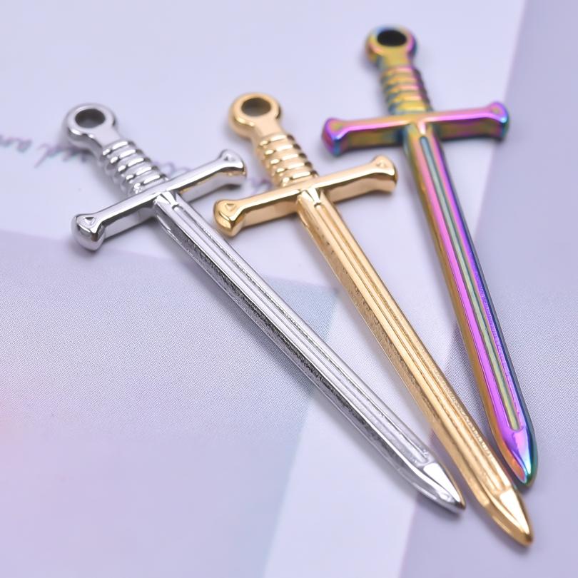3pcs Sword Pendants Stainless Steel Charms For Jewelry Making Supplies Accessories Handmade Necklace Earrings Materials Pendant