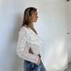 Spice girl beads fishing net new product hollow sexy front and rear can wear swinging collar long sleeves, top
