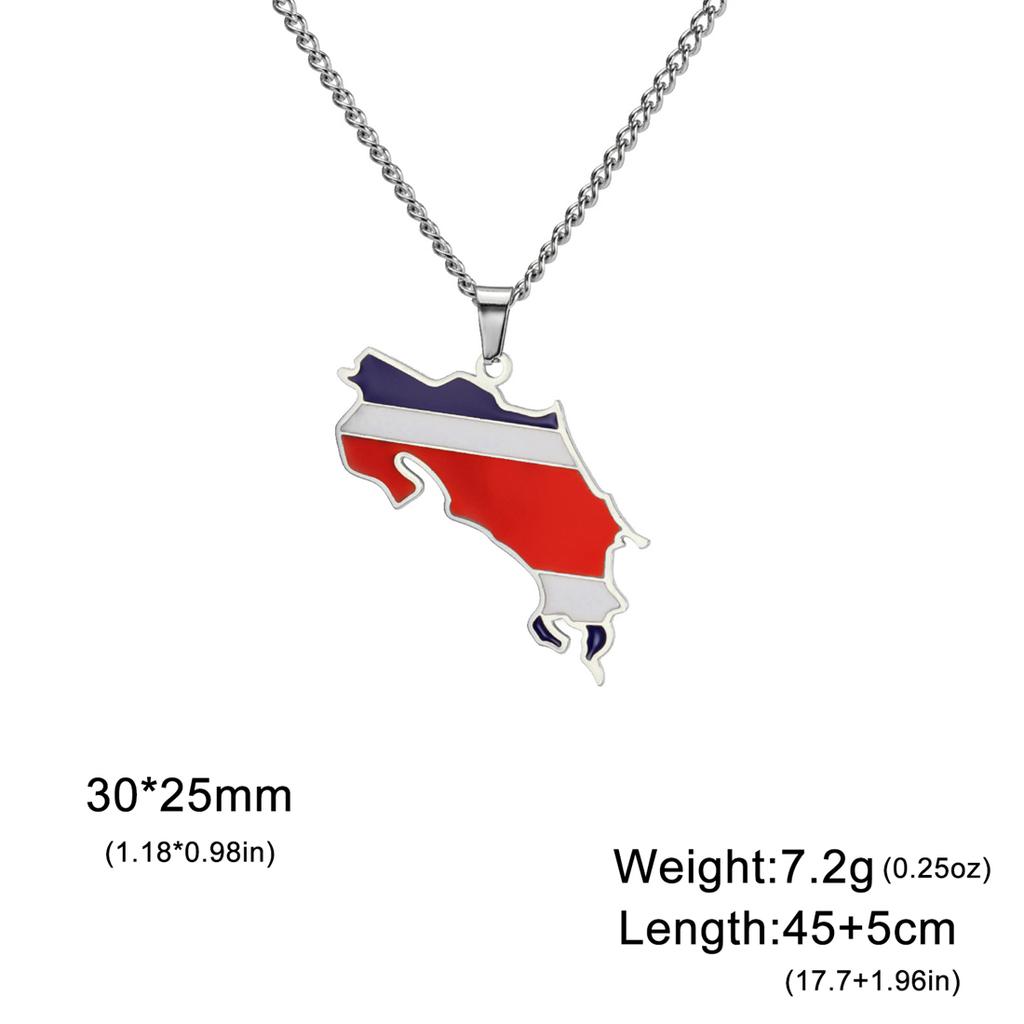 EUEAVAN Drip Oil Costa Rica Map Necklace For Women Stainless Steel Costa Rica Flag Pendant New Charm Fashion Party Jewelry Gifts