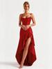 Elegant Satin Ruffle Hem Dress with Spaghetti Straps - European & American Style
