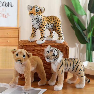 Realistic Beast Plush Toys Cute Wild Tiger Lion Leopard Soft Stuffed Animal Doll Cool Home Decor Kids Gift