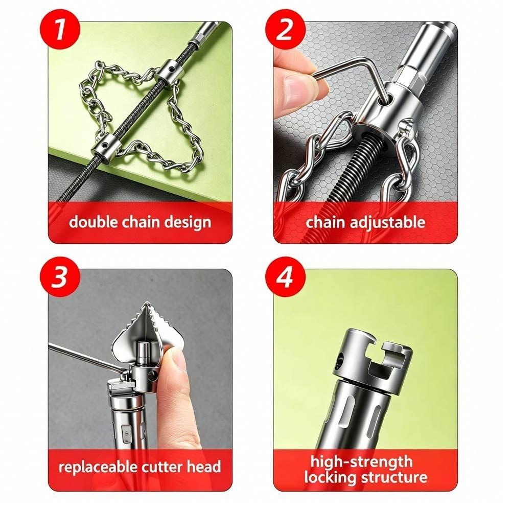 Dual Chain Structure Toilet Pipe Dredger Pipeline Blockage Remover Home Pipeline Decontamination