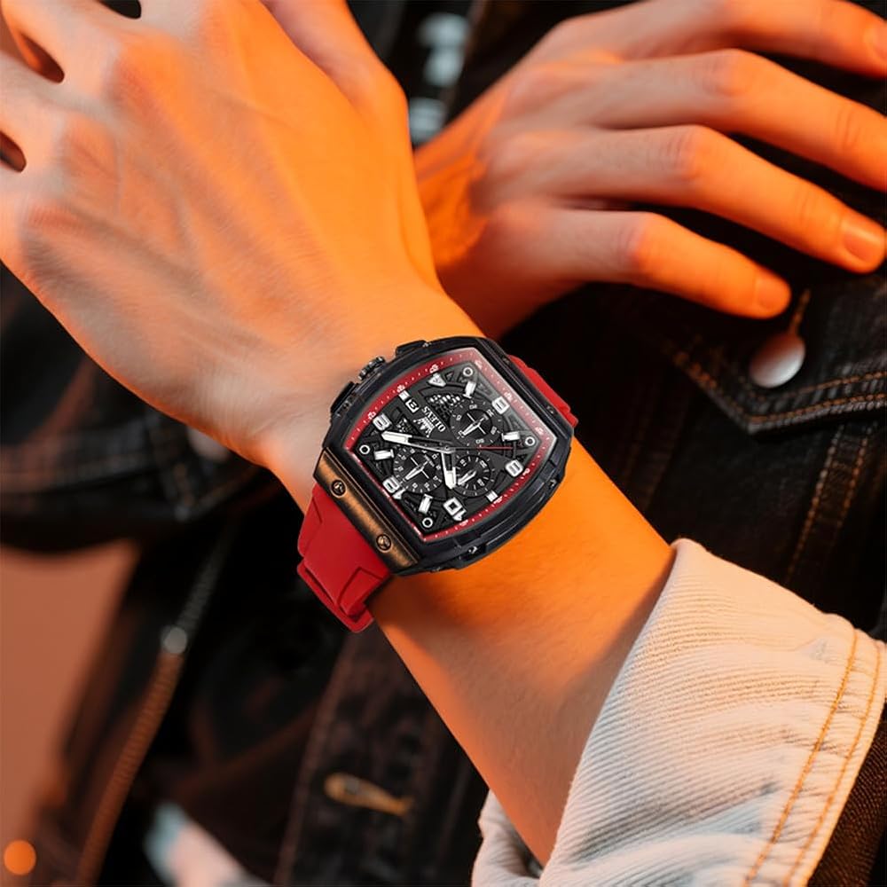OLEVS Men's Stylish Chronograph Waterproof Multi-Function Watch with Silicone Strap White