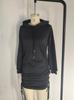 Autumn 2024 Ruffle Hooded Sweatshirt Dress with Side Drawstring for Women