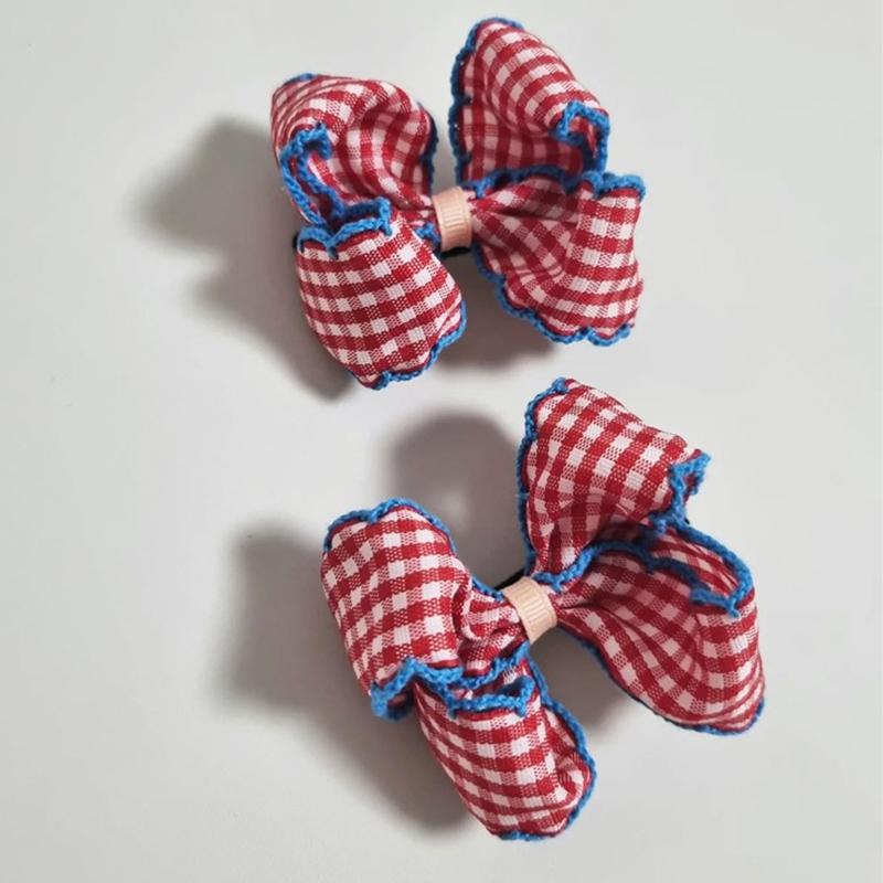Woven Tape Hair Clips Small Squares Bow Materials Adorn DIY Color Collision Handmade Hooked Edges Headbands Decoration
