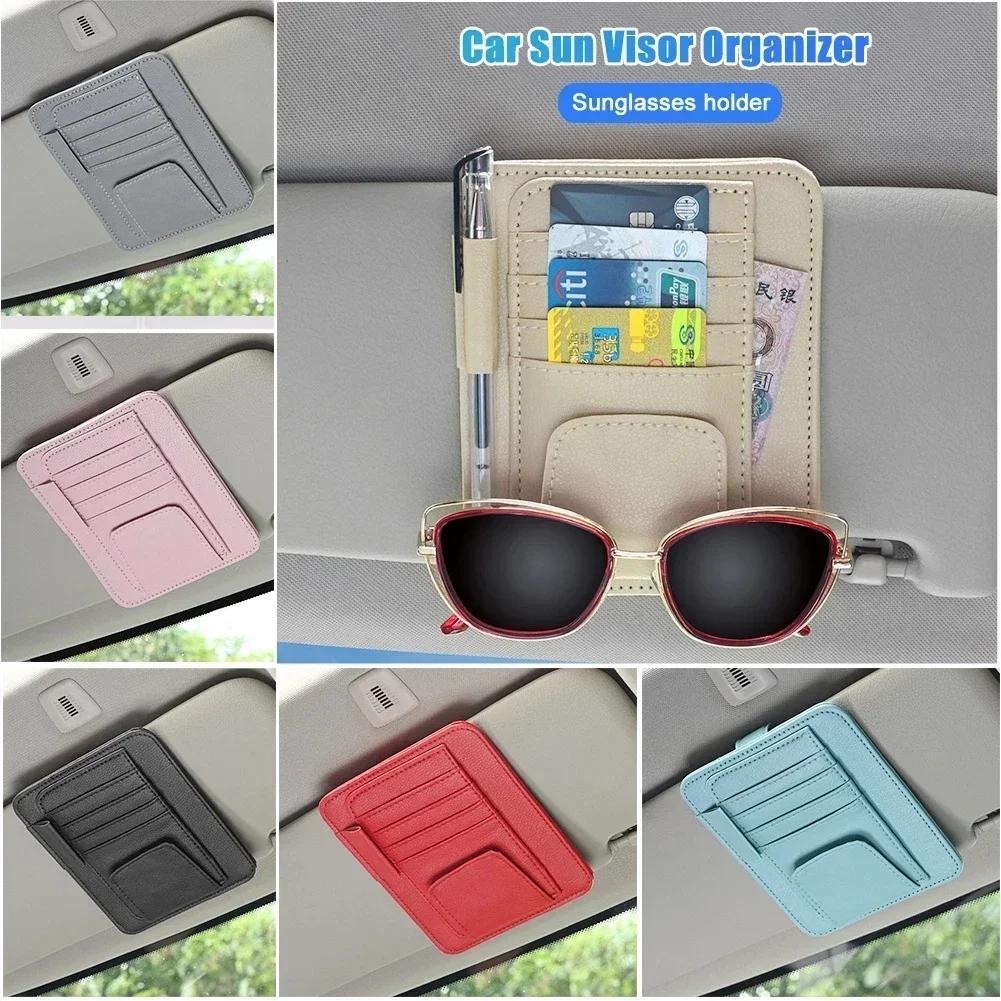 Car Sun Visor Organizer Multi-Pocket Auto Interior Accessories Pocket Organizer Car Document Storage Pouch Glasses Holder