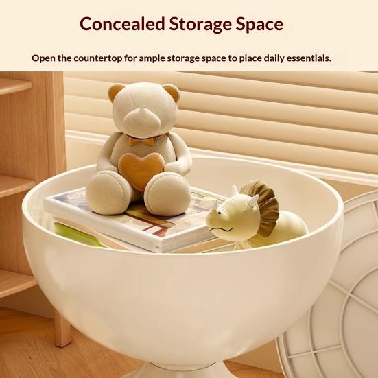 Runder Couchtisch mit Ablagefach Kreis Beistelltisch Schlafzimmer Küche Wohnzimmer Kleiner Raum Sofa Nachttisch Beistelltisch Schreibtisch