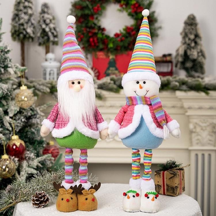 Expandable Standing Dolls Santa/Snowman Toy with Extendable Legs Festival Home Decoration Christmas Party Supplies