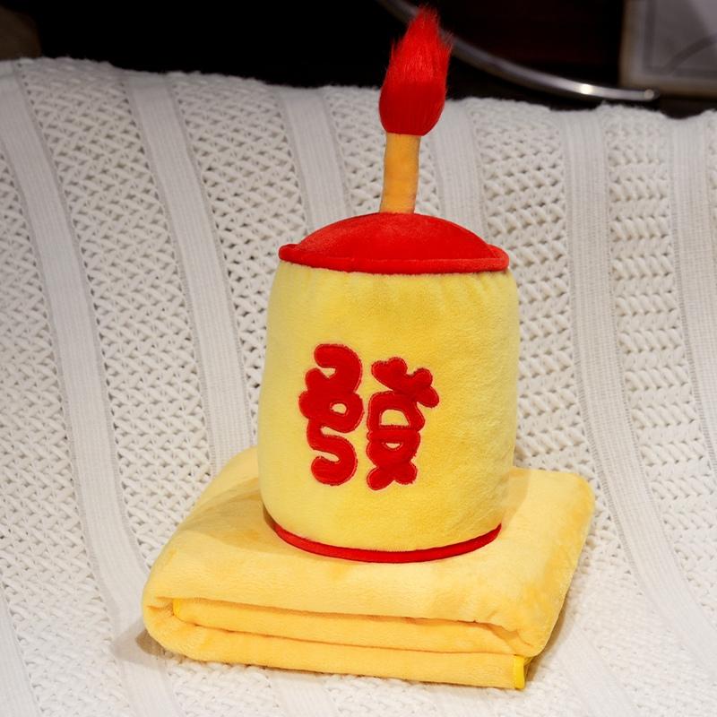 Creative Fireworks Firecrackers Plush Soft Pillow With Blanket Festival Atmosphere Holiday New Year Gift Party Decoration