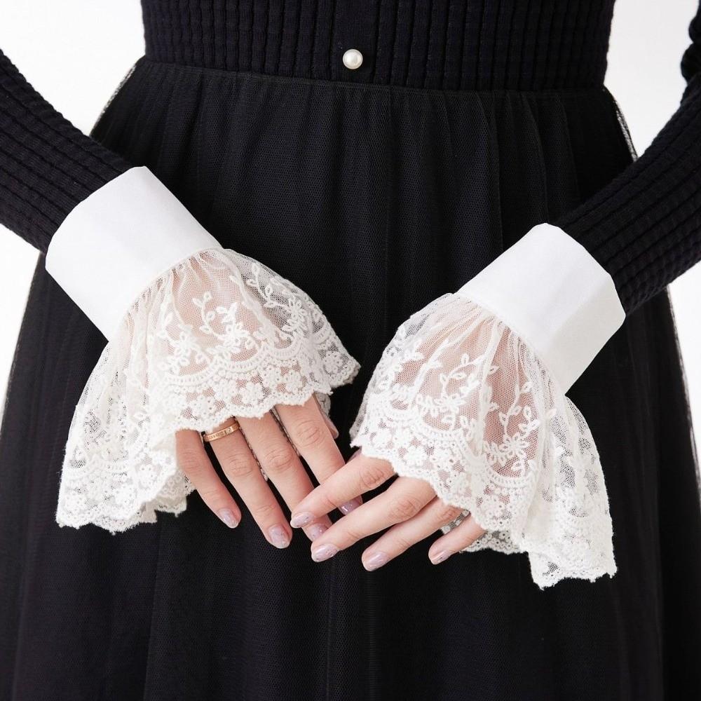 Elegant Lace False Cuffs Pleated Flare Bridal Accessories Detachable Fake Sleeves Sweater Cuff