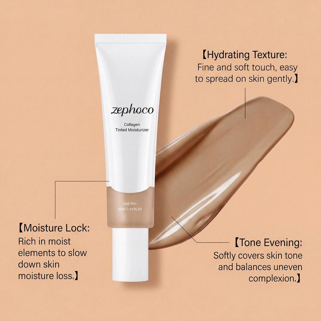 Zephoco Hydrating Tinted Moisturizer – Deep Tone, Breathable, Soft Feel, Easy Spread