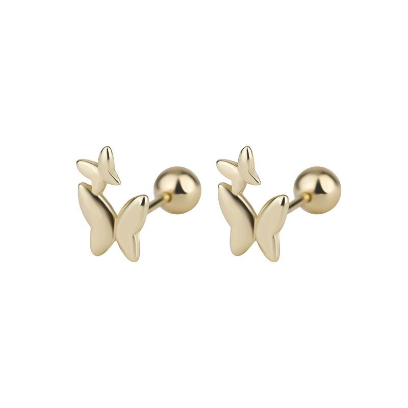 S925 Silver Butterfly Stud Earrings For Women Screw Back Unique Cartilage Piercing Elegant Trendy Jewelry