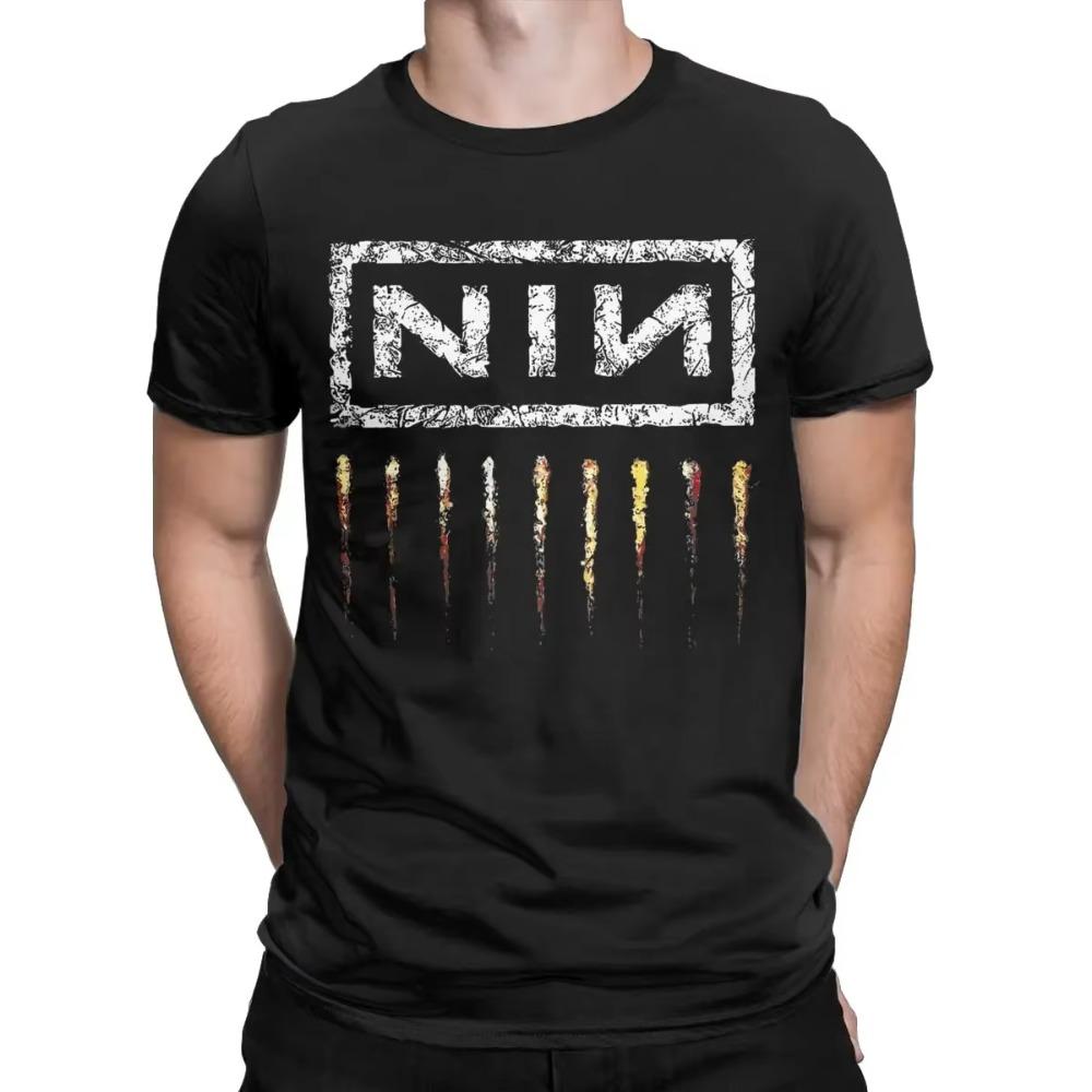 Nine Inch Nails NIN Herren-T-Shirts, modisches T-Shirt, kurzärmelig, Rundhalsausschnitt, 100 % Baumwolle, Geburtstagsgeschenk, Kleidung