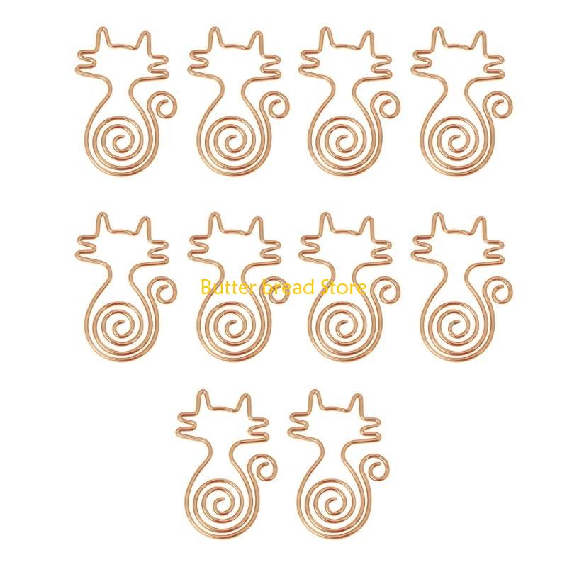 W89C 10Pcs Novelty Paper Clip Small Metal Paperclip File Clip Metal Book Marker Clip