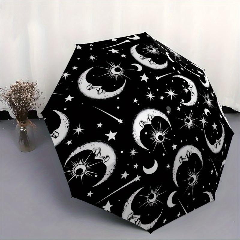 1pc Moon Stars Automatic Open/close, All-Season Portable Folding Umbrella, Travel, Everyday, Formal Events - Compact Luxury Parasol, Outdoor Accessory