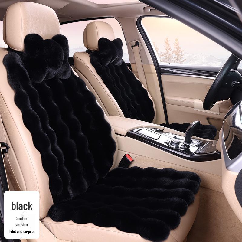 Plush Faux Rabbit Fur Car Seat Cushion: Luxurious Lumbar Support for Autumn and Winter Comfort