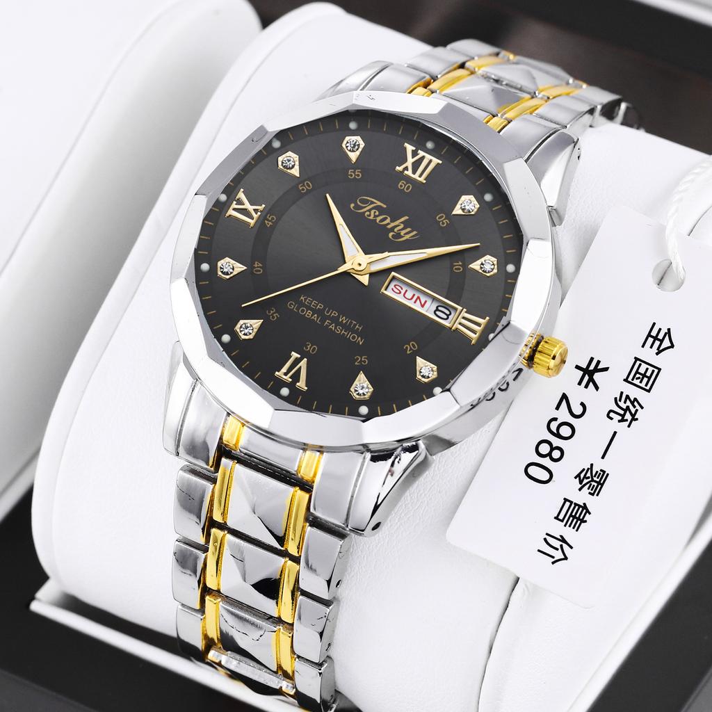 Quartz Watch Double Calendar Luminous Men'S Watch Waterproof