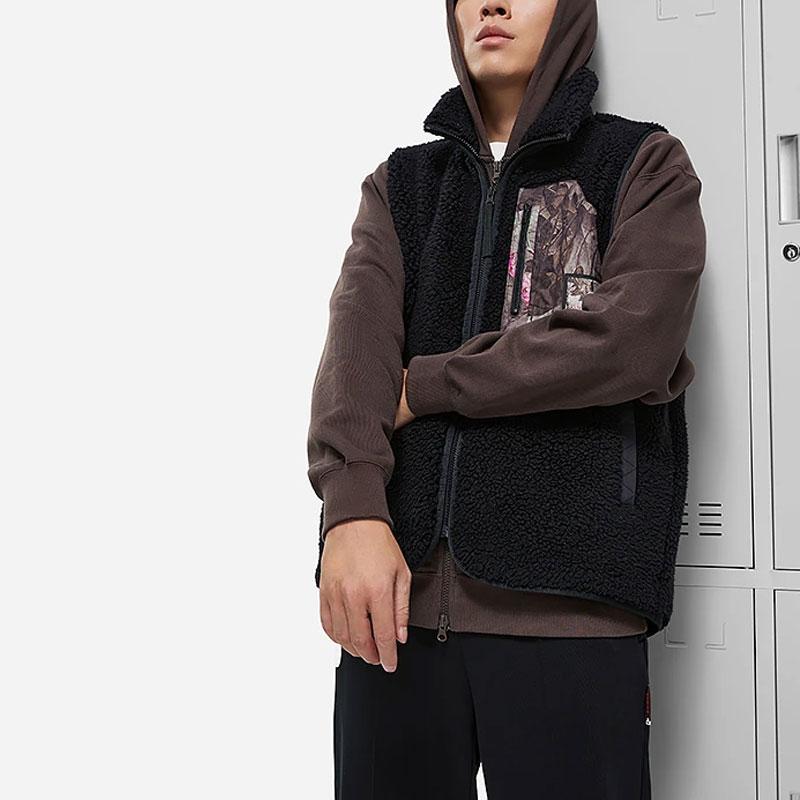 Li Ning Badfive Color Block Stand Collar Fleece Loose Knit Vest Men vest Black AMDT025-3