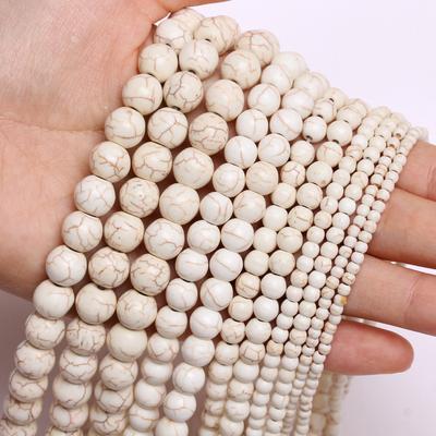 Home Party Supplies Handmade Beading Material Pendants Necklace Loose Beads White Turquoises Natural Stone Jewelry Making Accessories Round 3-10mm