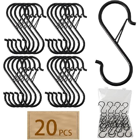 30 Pcs S Shaped Hooks, 3.5 Inch Silver Metal Hanging Hangers for Closet, Kitchen Utensils, Pots, Plants, and Bags, with PP Storage Box