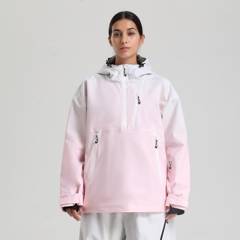 Men's and Women's Pullover Ski Jacket Snowboard Coat Waterproof Winter Baggy Snow Jackets with Hood Windproof Warm Insulation Outdoor Skiing Jackets