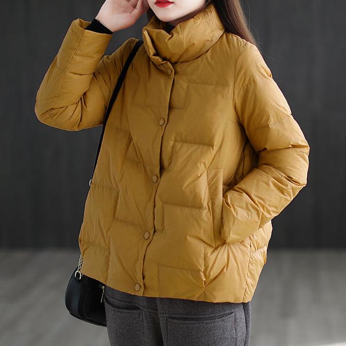 Damen 2025 Leichte Daunen-Baumwolljacke im koreanischen Stil mit Stehkragen - Winter Vielseitig, Locker, Kurz, Wattierter Mantel.