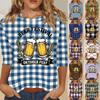 Damen Freizeit Oberteil mit 3/4 Ärmeln und Rundhalsausschnitt mit Bierfest Oktoberfest Grafikdruck Leicht Bequeme Passform