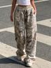 2025 Teen Fashion Camouflage Print Elastic Waist Wide-Leg Pants