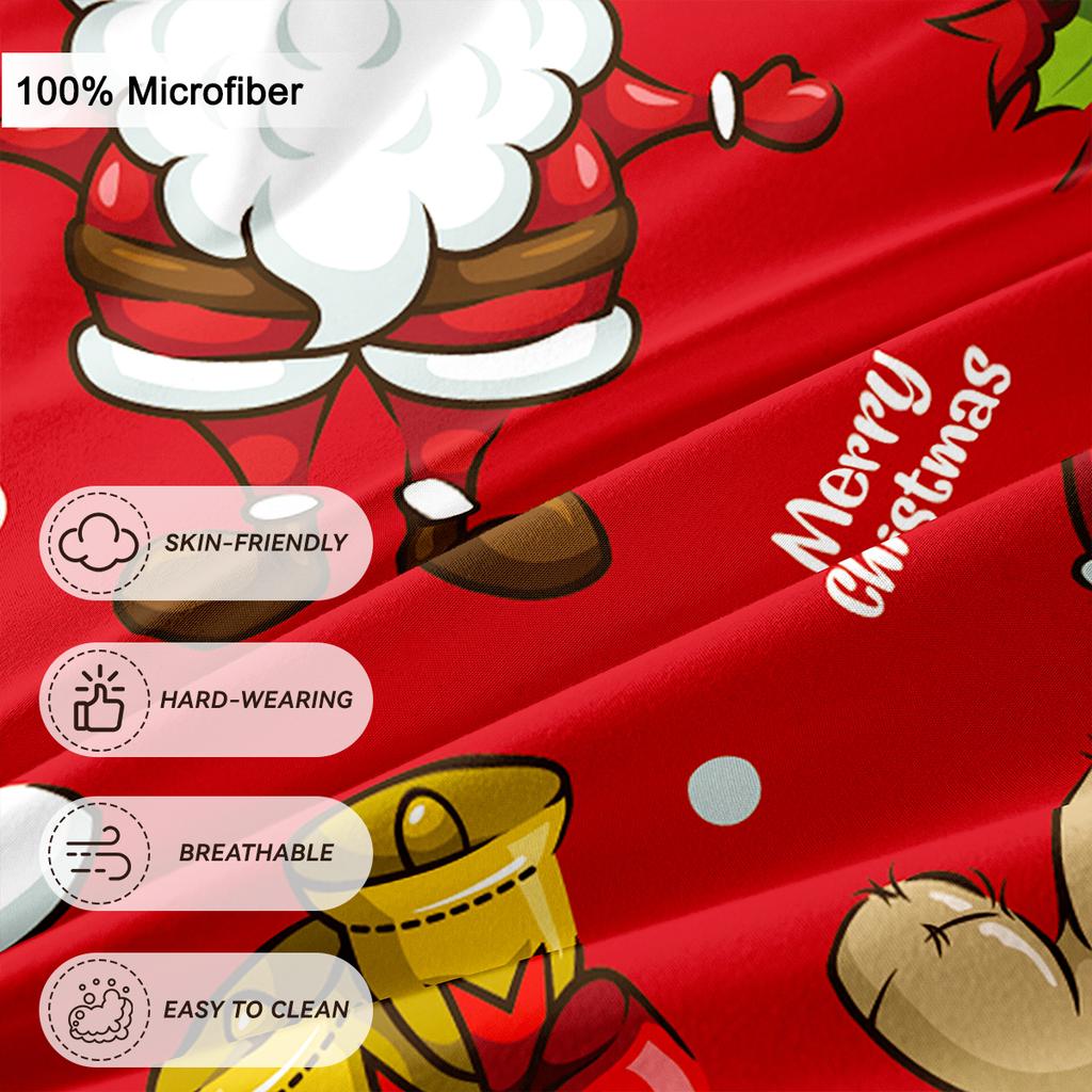 3pcs/set Christmas Reindeer Snowman Bedding Set Includes 1 Duvet Cover And 2 Pillowcases Soft And Skin-Friendly