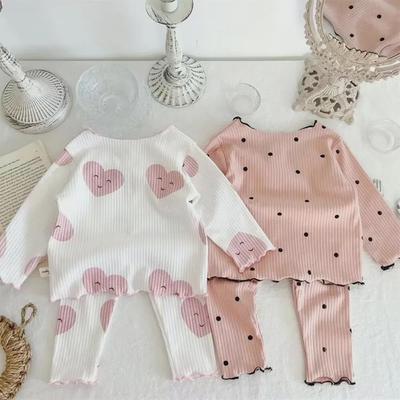 Pigiama a pois in stile coreano per bambine - Completo due pezzi per primavera, autunno e inverno