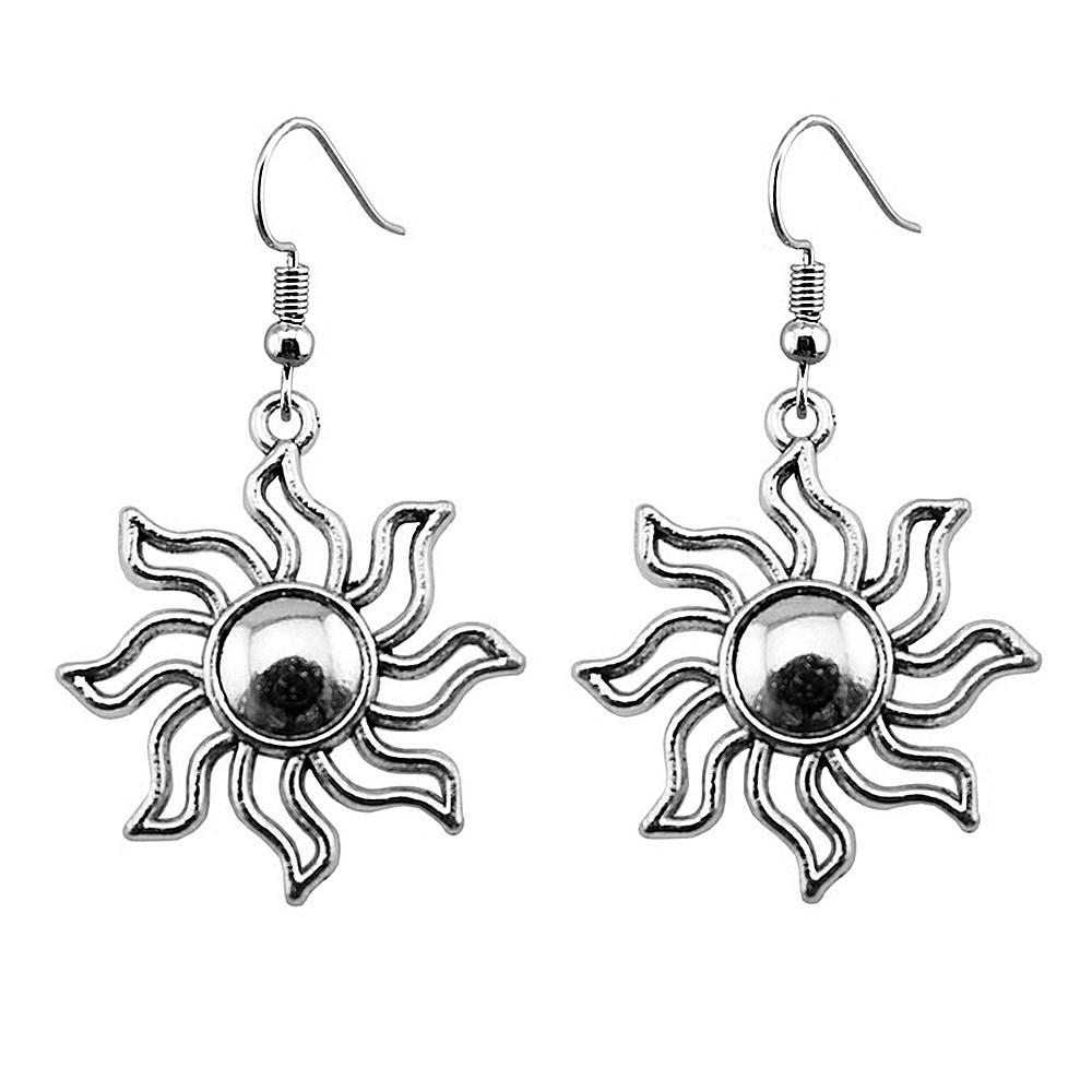 Matte Crescent Moon Dangle Earrings Sun Minimalist Gothic Lunar Drop Earrings Dark Celestial Jewelry