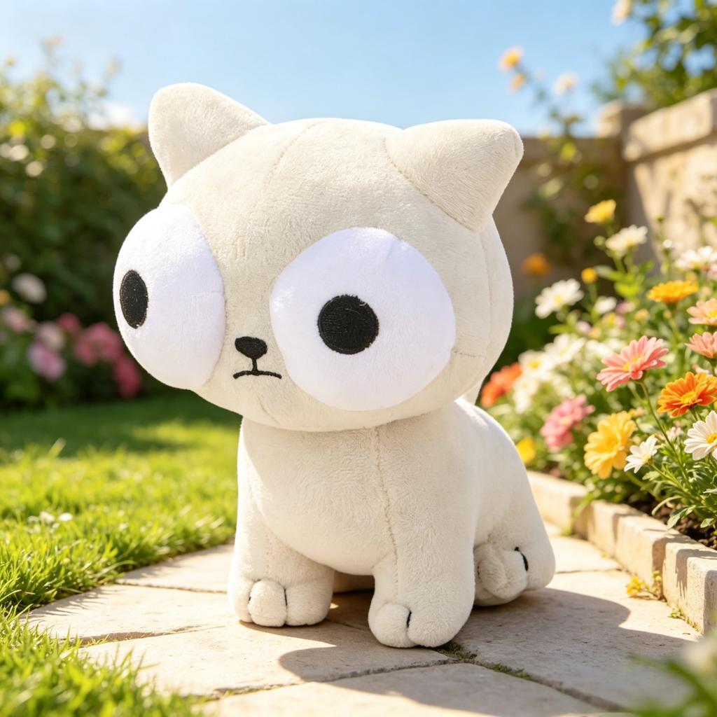 Cute Staring Cat Plush Toy Soft Stuffed Animal Big-eye White Cat Plushie For Kids Birthday Xmas Gift Home Decor Cuddle Companion