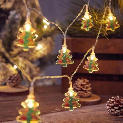 1PC 10/20/30/40LED Christmas String Lights With Santa & Snowman& Xmas Tree Battery Powered For Indoor Outdoor Holiday Xmas Decor