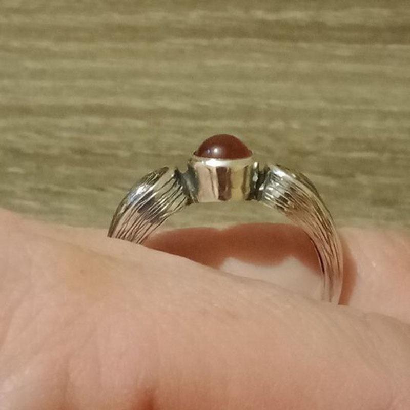 Vintage agat oransje perle ring kunst etnisk stil eldgammel sølv personlig ring