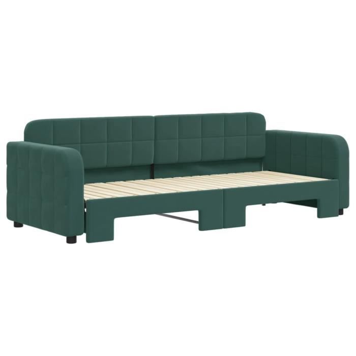 VidaXL Lit de jour avec lit gigogne vert foncé 80x200 cm velours 3196924